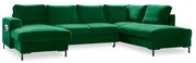 Divano letto a U in velluto verde, angolo destro Lofty Lilly - Miuform