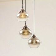 Lucande lampada a sospensione Jarven, a 3 luci, nera, vetro