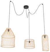 Lampada a sospensione da esterno intelligente in rattan 3 luci con LED - Calamus