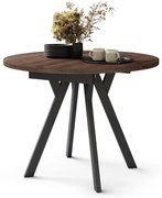 ALMO Rovere Marrone/gambe nere - TAVOLO ROTONDO ALLUNGABILE CON GAMBE A Y LOFT / INDUSTRIALE PER SALONE / SALA DA PRANZO
