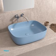 Lavabo D'Appoggio Da 49x39,5 Cm Finitura Azzurro Opaco