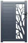 Cancello a battente L100 x H164 cm Alluminio semi traforato con motivi Antracite - LABRIT II