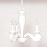 Lampadario In Legno Classico Bianco Opaco 3 Luci Sula