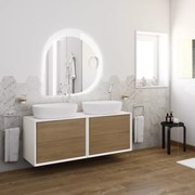 Mobile sottolavabo e lavabo Bellagio bianco/rovere tabacco L 141 x H 51 x P 46 cm 2 cassetti