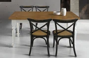 Tavolo da pranzo allungabile legno scuro, gambe incrociate nere L. 160x90-  Arpa