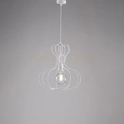 Sospensione in ferro laccato bianco con decorazione argento antico ...