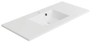 Lavabo integrale a incasso rettangolare vasca centrale Neo L 106 x H 11.2 x P 48.5 cm in composito minerale di resina gelificata bianco