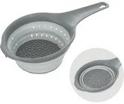 Scolapasta salvaspazio pieghevole grigio con manico