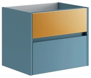 Mobile da bagno sotto lavabo Niwa blu laccato opaco L 59.5 x H 50 x P 45.5 cm 2 cassetti, lavabo non incluso