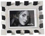 Portafoto di design vertigo piccolo orizzontale avorio/nero in ferr...