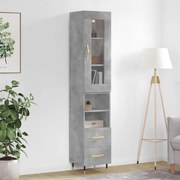 Credenza grigio cemento 34,5x34x180 cm in legno multistrato