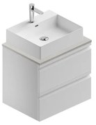 Mobile da bagno sotto lavabo Pull bianco/argento laccato opaco L 60 x H 56 x P 46 cm 2 cassetti, lavabo non incluso