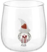 Bicchiere acqua gnomo cuore bianco vetro borosilicato