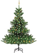 Albero Natale Artificiale Nordmann con LED e Palline Verde, Albero Natale Artificiale Nordmann LED Palline Verde 240cm