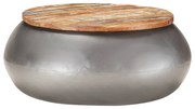 Tavolino da caffè grigio 68x68x30 cm legno massello di recupero