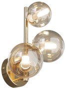 Applique Contemporanea Dallas Metallo Oro 3 Luci Diffusori Cognac