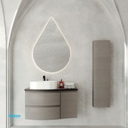 Mobile Bagno Sospeso "Dolce Vita" Da 105 Cm Composto Da Due Cassetti Un'Anta Lavabo E Specchio Finitura Grigio/Pietra