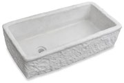 Acquaio Da Esterno Lavabo Vasca Rettangolare 80x40xh22 Cm Effetto Pietra Bianco LA010