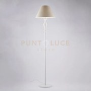 Piantana in legno e ferro bianco 1 luce e paralume d.45 cascina