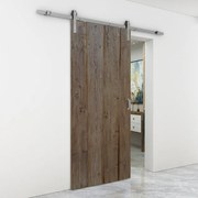 Porta scorrevole reversibile Horse Ebano in legno marrone, L 86 x H 215 cm, con binario Country satinato