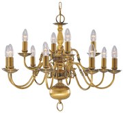 Lampadario Classico Fiammingo Ottone 12 Luci E14