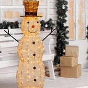 Pupazzo di neve decorativo 3D 220 lampadine bianco caldo H 105 cm