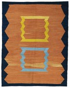 Kilim Tappeto 190 x 150 Giallo (Iran) Tessuto A Mano