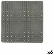 Tappetino Antiscivolo da Doccia Quadri Grigio PVC 50,3 x 50,3 x 0,7 cm (6 Unità)