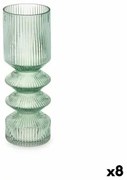 Vaso Righe Verde Cristallo 8 x 23 x 8 cm (8 Unità)