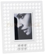 Portafoto di design pied de poule grande bianco marmo in ferro e po...