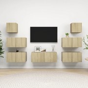 Set di mobili porta tv 7 pz rovere sonoma in legno multistrato