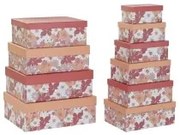 Set di Scatole per Sistemare Impilabili DKD Home Decor Fucsia Bianco Pesca Cartone (43,5 x 33,5 x 15,5 cm)