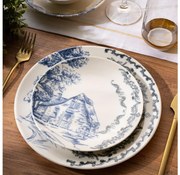 Set da tavola 24 pezzi, bianco/blu, in porcellana