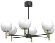 Lampadario a sospensione con supporto rigido AWINION 6xE27/15W/230V bianco/oro/nero