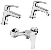 Lucente set miscelatori Jacuzzi | Rubinetteria lavabo e bidet per piletta click clck con esterno doccia