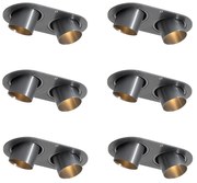 Set di 6 faretti da incasso color canna di fucile GU10 35mm orientabili a 2 luci - Installa