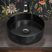 Lavabo da appoggio tondo 40 cm in acciaio inox nero opaco   Goya