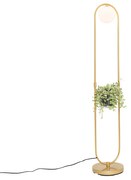 Lampada da terra Art Déco dorata con vetro bianco - Isabella