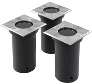 Faretti A Incasso Per Esterno Set 3 Pz Quadrati /
