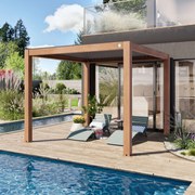 PRIMEYARD Pergola 3x3m, tetto lamellare, look legno - (400115)