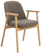 RODERIC Marrone Taupe (tessuto Monza 40)/ telaio in rovere laccato - SEDIA IN LEGNO BOUCLÉ PER SALA DA PRANZO CUCINA RETRO