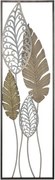 Pannello Decorativo In Ferro E Legno Foglie 30,5x1,9x91 Cm Oro E Argento Ver.B