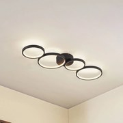 Plafoniera a LED Evengeline Lindby, Nero, Soggiorno / Sala da pranzo, Alluminio, Moderno, Plafoniera LED