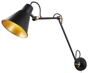 Applique Snodabile Moderna Swinf Arm Acciaio Nero Oro 1 Luce E27