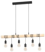 Lampadario Industrial Townshend 6 Luci Metallo Nero E Marrone