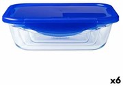 Porta pranzo Ermetico Pyrex Cook  Go 20,5 x 15,5 x 6 cm Azzurro 800 ml Vetro (6 Unità)