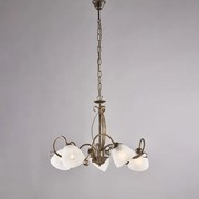 Lampadario in ferro laccato marrone con decorazione oro antico e di...