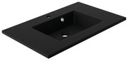 Lavabo integrale a incasso rettangolare vasca centrale Neo L 76 x H 11.2 x P 48.5 cm in composito minerale di resina gelificata nero