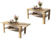 ASTI-R Rovere Artisan/Beige (Champagne) - MODERNO TAVOLINO DA CAFFÈ CON PIANO ESTENDIBILE