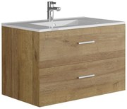 Mobile per bagno sospeso con lavabo singolo Naturale chiaro 80 cm - KAYLA